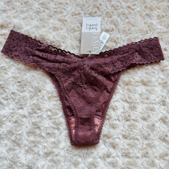 Hanky Panky Womens Daily Lace Original Rise Thong All Spice Mauve One Size NEW - Picture 5 of 8